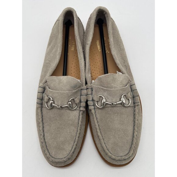 Mens Size 9 G.H. Bass Weejuns Light Gray Suede Loafers With Silver Bit Detail main image 5